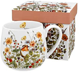 Duo Classic Collection Birdies Nuevo hueso China porcelana barril taza en caja de regalo, 430 ml capacidad
