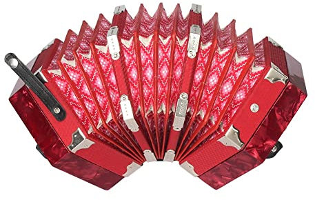 HDYNUZ Concertina Akkordeon 20 Knöpfe 40 Reed Akkordeon im Anglo-Stil mit Tragetasche für Kinder Kinder Anfänger (Color : Red)