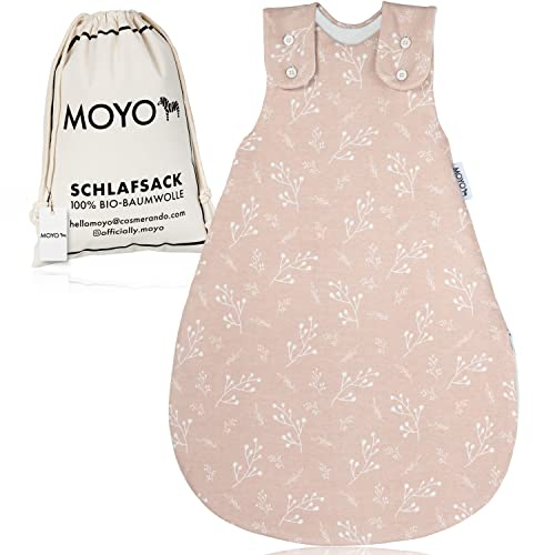 MOYO Baby-Schlafsack in Rosa I Atmungsaktiver Winterschlafsack in 68/74 I Gefütterter Ganzjahres-Schlafsack 2.5 TOG I Neugeborenen-Schlafsack aus 100% Bio-Baumwolle I Mitwachsender Babyschlafsack