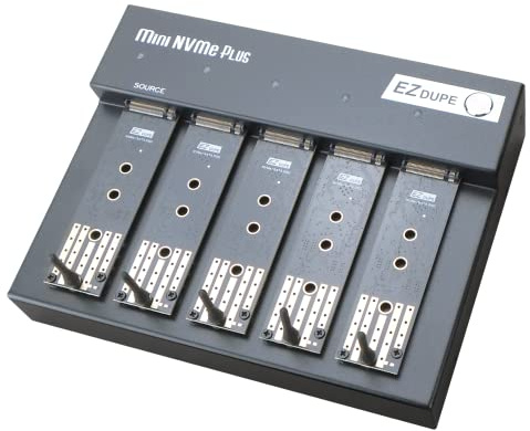 EZ DUPE Duplicateur SSD M.2 NVMe et SATA à 4 Ports Cibles | Copie croisée NVMe/SATA, Copie Intelligente, sans ordinateur (Mini NVMe Plus)