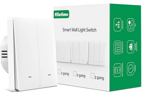 Smart Alexa Lichtschalter,Wlan schalter Funk Wandlichtschalter Touch Lichtschalter,Kompatibel mit Tuya App,Smart life APP,Alexa,Google Home,Fernbedienung Timer Funktion (2 Gang)