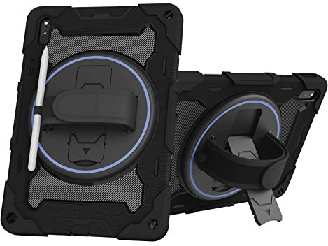 Custodia per Huawei MatePad 11 2021 da 11 pollici, robusta custodia protettiva antiurto in silicone per Huawei MatePad 11, W 360 cinturino da mano + tracolla, nero