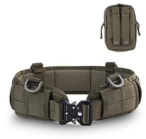 TREETDOBV Gürtelset für Taktische Schlachten, Kriegsgürtel, Schlanke Airsoft-Gürtel, Gürtel und Taschen für Jagdspiele, Sichere Lebensverteidigungsgürtel, Dicker Nylongürtel, Multifunktionales(Grün)