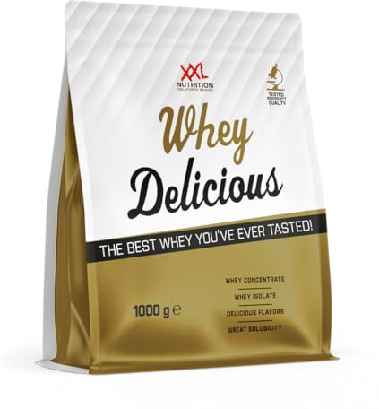 XXL Nutrition - Whey Delicious Protein Pulver - Leckerste Shake - Eiweiss Pulver, Whey Protein Isolat & Konzentrat - Hohe Qualität - 78,5% Proteingehalt - Banane - 1000 Gramm