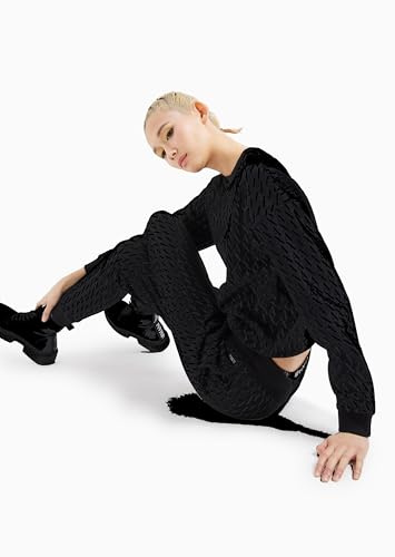 Armani Exchange Women's,Essential, All Over Logo,Sweatshirt, Black,XS