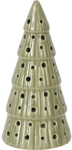 Home & Styling Weihnachtsbaum aus Porzellan, mit LED-Beleuchtung, 14 cm, Farbe:grün