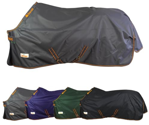 Marengos by Bucas - Weidedecke Stay-Dry 1200D – Grau/Orange – 145 cm | Irish Turnout – Regendecke & Übergangsdecke – atmungsaktive & wasserdichte Pferdedecke – Innenfutter & Kreuzbegurtung