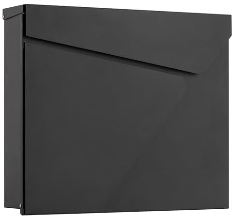 HAUSSMANN Briefkasten mit Schloss | Anthrazit | Wandbriefkasten | pulverbeschichtet RAL 7016 | Postkasten Box 210 | 2 Schlüssel | inkl. Montagezubehör