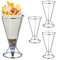 Relaxdays Pommeshalter, 4er Set Pommestütenhalter aus Edelstahl, HxD 16 x 9,5 cm, Spitztüten-Ständer für Pommes, Silber