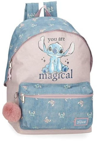 Disney Joumma Bags Stitch You Are Magical Rucksäcke, Schultaschen, Kinderrucksäcke, inklusive dekorativem Bommel, Verschiedene Fächer, blau, Rucksack Größe 44