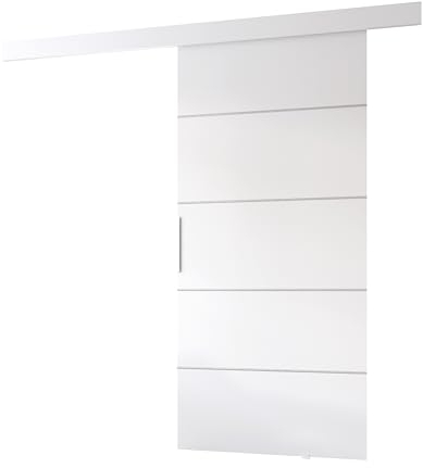MINIO go for it - Schiebetür Komplettset CLEAN B, 96 cm Breit, Schiebetüren, Wandmontage, Schiebetürsystem, Zimmertüren - Weiss Matt