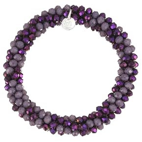 Leslii Damen-Armband Klara Kristallkorn Glasperlen Kristall Armband (Lila)