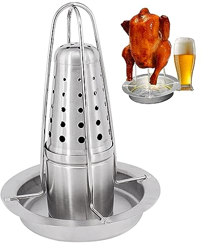 Jorzer Bierdosen Hähnchenständer Edelstahl Bierdosen Hähnchenhalter Für Grill Räucherofen Mit Aromabehälter Spülmaschinenfest Hähnchenröster Grillzubehör