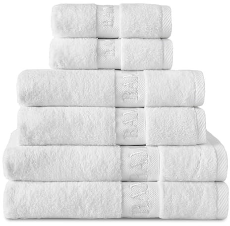 GC GAVENO CAVAILIA Bamboo Bath Sheet Extra Large (80x140cm) - 500 GSM Super Water Absorbent Towels Large Bamboo Towels 2 Pack (60% Bamboo, 40% Cotton) - Extra Soft Towel Bath Sheets - White