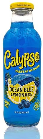Calypso Ocean Blue Lemonade - 473ml Glasflasche - Erfrischender Mix aus Blaubeeren, Brombeeren & Blauen Himbeeren
