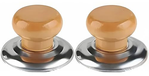 PARENCE.- Lot de 2 Boutons de Couvercle Immitation Bois - 2 Poignées Couvercle Casseroles, Marmites - Universel avec Vis de Fixation