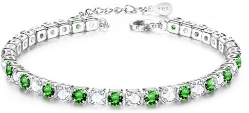 Grün Fußkettchen,Tennis Fussketten für Frauen,Damen fußkette,Silber Fußkette Damen,Fussketten für Frauen Silber 925 Stabil,Fußkette Damen Silber 925,Armband Damen,Armbänder Geschenk,8.5in+2in