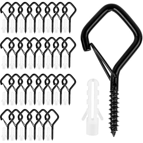 Haken Zum Schrauben,30PCS Schwarz Schraubhaken,Deckenhaken,Wandhaken Zum Schrauben,Hakenschrauben,Haken Decke,Schraubhaken Schwarz,Haken Schwarz Zum Schrauben,Einschraubhaken,Ceiling Hook,Haken