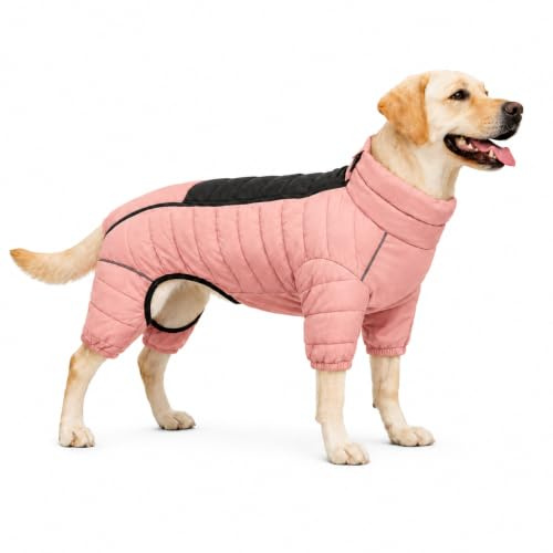 Hundemantel, warme Hundejacke, 4 Beine bedeckt, wasserdicht, Winddicht, reflektierende, warme Hundeweste, Hundeschneejacke für kleine, mittlere und große Hunde.Lotus pink 2XL