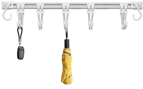 Kitchen Utensil Rack - Space Saving Kitchen Wall Hooks,Kitchen Cookware Hanger Bar Wall Hooks Rail Rack Organizer for Towel, Spoon, Coats