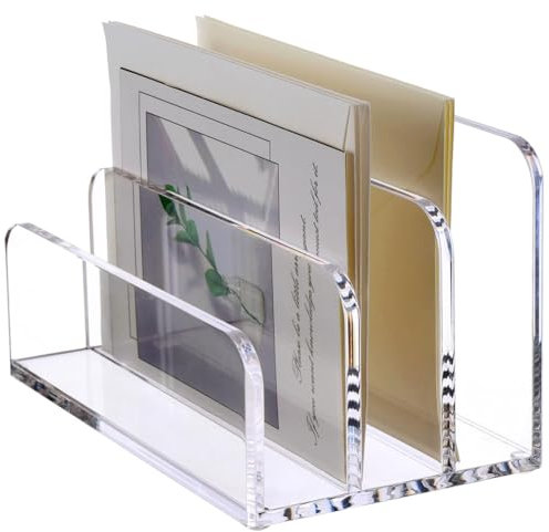 NISHZHU Vertikaler Briefhalter, Aktensortierer, Acryl-Schreibtisch-Organizer, Briefhalter für Den Schreibtisch