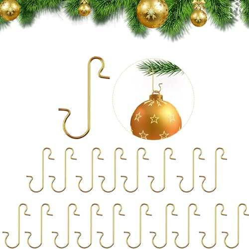 SALGIA 100 Stück Weihnachtsbaumschmuck Schnellaufhänger, Christbaumkugeln Aufhänger, Weihnachtsbaumschmuck Haken, für Weihnachtskugeln, Weihnachtsdekorationen（Gold）