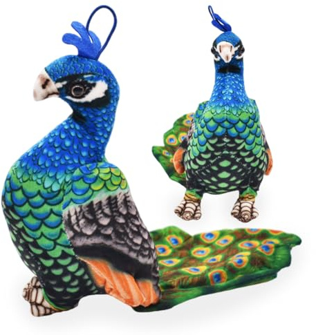 XNAUVOI Pfau Vogel Plüschtier Kuscheltier Pfau Plüschtier 25cm Plüsch Pfau Realistische Pfau Cartoon Tier Decoration Geschenk für Kinder Mädchen Jungen