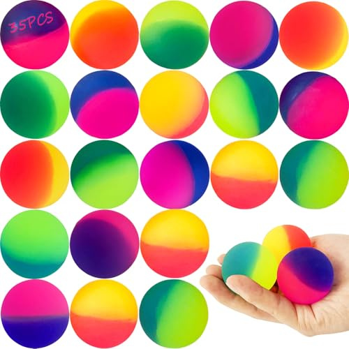 Seamart Flummis, 35 Stück Flummies für Kinder Mitgebsel Kindergeburtstag Gastgeschenke Springball Gummiball Hüpfball Wurfmaterial Karneval Mitbringsel Party Füllung(25mm)