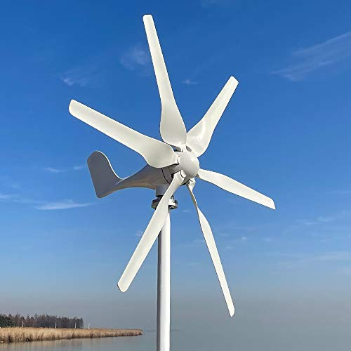800W Windkraftanlagen 12V 24V 48V Windturbinen Windräder mit 6 Flügeln und kostenlosem MPPT Laderegler horizontale Windgenerator für Zuhause (12V mit Reglar)