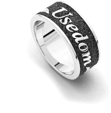 DUR Usedom Ring aus 925 Sterling Silber mit Strandsand, Größe: 58, Silber/Beige, R4683.58