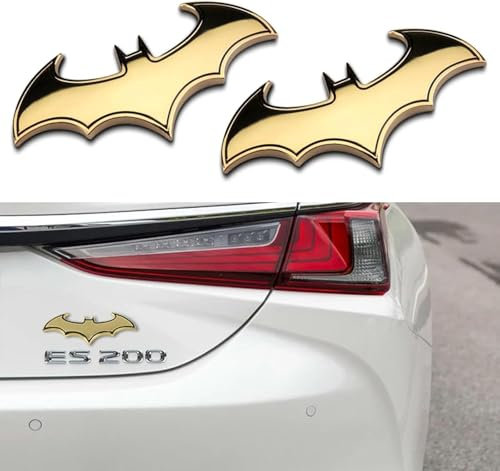 WANGAIDCE 2 Stück 3D Emblem Fledermaus Kunststoff Badge für Toyota Corolla E10 1992-1997, Auto Aufkleber Abzeichen, Auto Aufkleber Selbstklebend, Wasserdicht,Gold