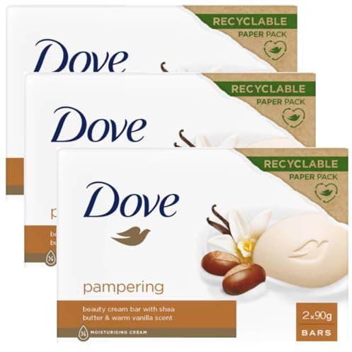 Dove Beauty Cream Bar, feste Seife, feuchtigkeitsspendend, Vanille und Sheabutter, 2 x 90 g, 3 Stück