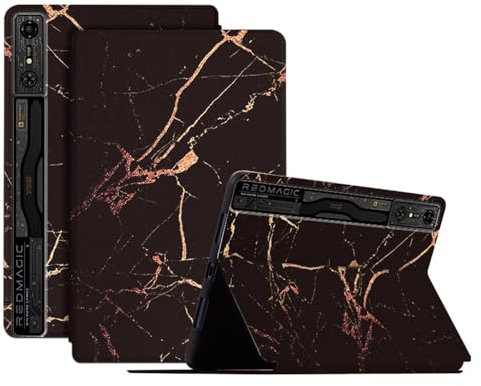 SLLMYYX Custodia per tablet da gioco RedMagic Nova/RedMagic Gaming Tablet Pro da 11,9 pollici, in pelle PU, sottile, con supporto (oro, nero, marmo)