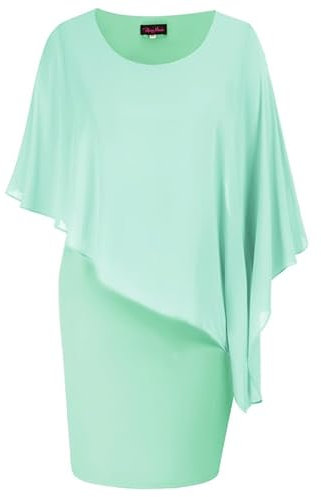 Hanna Nikole Glitzerkleid Damen Damen GroßE GrößE Chiffon-üBerwurf Kleid Paillettenkleid Festliche Kleider Elegante Spitzenkleid Cocktailkleid Knielang Abendkleider Hochzeitsgast Outfit Party Kleider