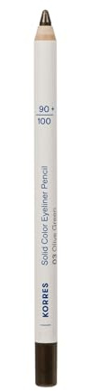 KORRES Solid Color Eyeliner Pencil Olive Green 03, intensive Farbe, cremiger Textur & Vulkan-Mineralien, langanhaltend & für empfindliche Augen geeignet, vegan, 1,2g