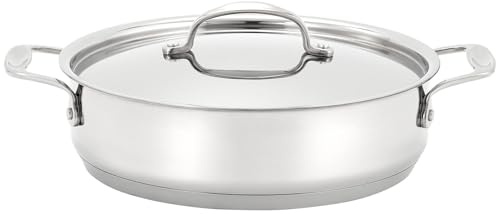 Stellar Profile 24cm Shallow Casserole Pan – 2L Stainless Steel Uncoated Saute Pan with Twin Handles – Induction Hob Compatible, Dishwasher & Oven Safe, Uncoated & PFAS-Free