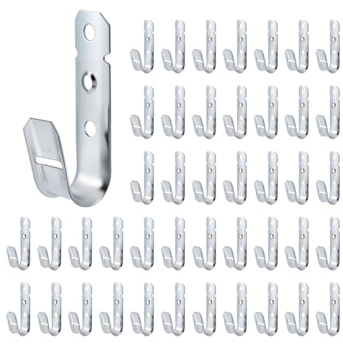 AHANDMAKER 50pcs Iron J Hooks for Cable Hanging Support Platinum Cable Heavy Duty J Hook for Office Data Center Home Management Organization Decoration