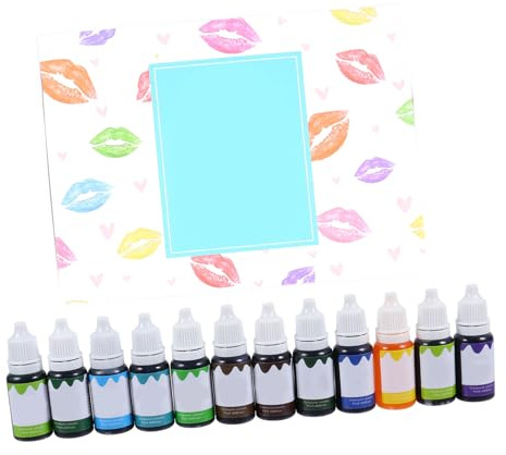 WOONEKY 12 Stück Kosmetische Pigmente Lipgloss Farbstoff Flüssigfarbe Lippenpflege Selbstgemacht Lippenstift Pigment Pflanzenfarbe Kaltgrün Kosmetik Zubehör Geschenk