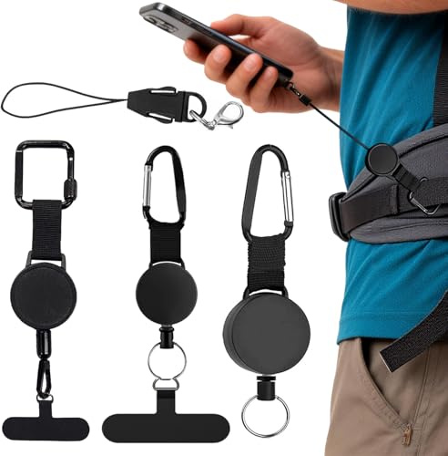 4PCS Anti-Theft Retractable Phone Tether, Phone Ski Lanyard Retractable, Outdoor Anti-Theft Retractable Lanyards, Phones Retractable Lanyard for Skiing, Ski Cellphone Tab for Hiking Climbing Fishing