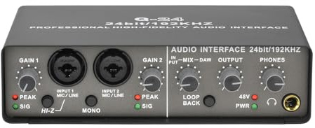 USB Interface, 2-Channel with XLR TRS Inputs and Phantom Power for Computer Guitar Microphone Home Studio Recording