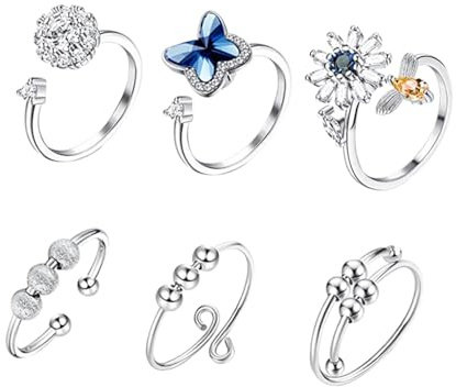 MAGICLULU Drehbarer Kupferring mit Zirkonia Blume und Biene