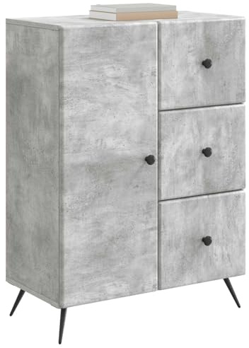 vidaXL Sideboard Betongrau 66 x 34,5 x 90 cm Holzwerkstoff, Wohnzimmer Sideboard, modernes rechteckiges Design, viel Stauraum, Coole Dekoration, Flexible Aufbewahrung