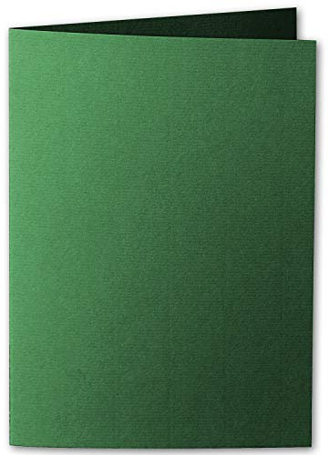 ARTOZ 50x DIN A6 Faltkarten - Tannengrün (Grün) - 105 x 148 mm Karten blanko zum selbstgestalten - 220 g/m² gerippt