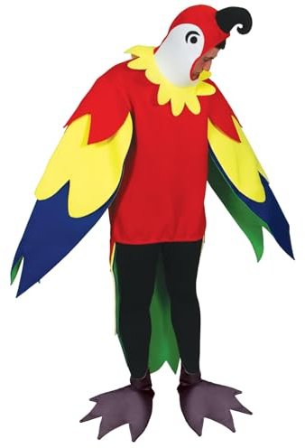 Wicked Costumes Adult Parrot Fancy Dress Costume – Colourful Tropical Bird Outfit for Pirate Parties, Stag Nights, Festivals, Halloween & Fancy Dress Events - One Size