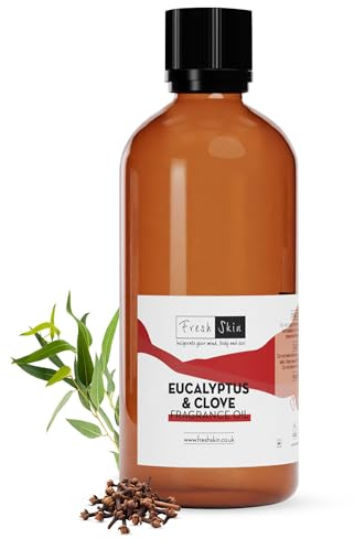 freshskin beauty ltd | 100ml Eucalyptus & Clove Fragrance Oil - Candles, Bath Bombs, Soap Making, Reed Diffusers & Wax Melts - Cosmetic Grade - Vegan Friendly - A Rich, Complex, & Long Lasting Scent!
