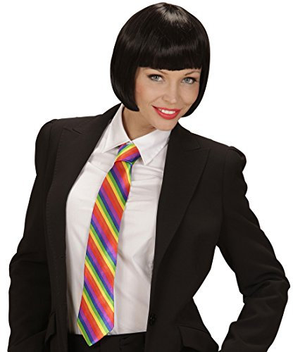 Amakando Party Schlips Regenbogen Krawatte bunt Hippie Halsbinde Binder Partykrawatte CSD Herrenkrawatte JGA Plastron