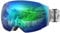 OutdoorMaster Ski Goggles PRO - Frameless, Interchangeable Lens 100% UV400 Protection Snow Goggles for Men & Women ( Grey Frame VLT 18% Grey Lens with Full REVO Green and Free Protective Case )