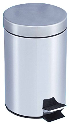 Jofel - Papelera Metalica Madiana 5L, Fabricada en Chapa Acero Cromada Brillo, Apertura con Pedal para Máxima Higiene, Cubo Interior de Polipropileno Extraíble con Asa, Facil Limpieza, AL72005C