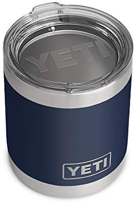 YETI Rambler 10 oz Lowball, Vacuum Insulated, Stainless Steel with Standard Lid, Navy