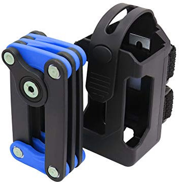 Bosvision Lucchetto pieghevole con 2 chiavi disco e staffa di montaggio per bicicletta